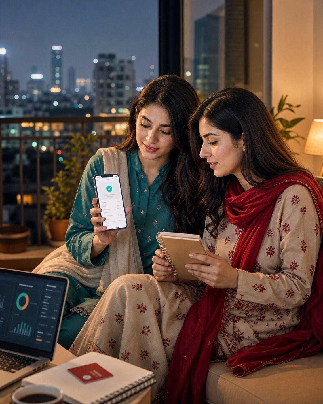 Pakistani women checking PKR wallet transfer proof for RedotPay P2P